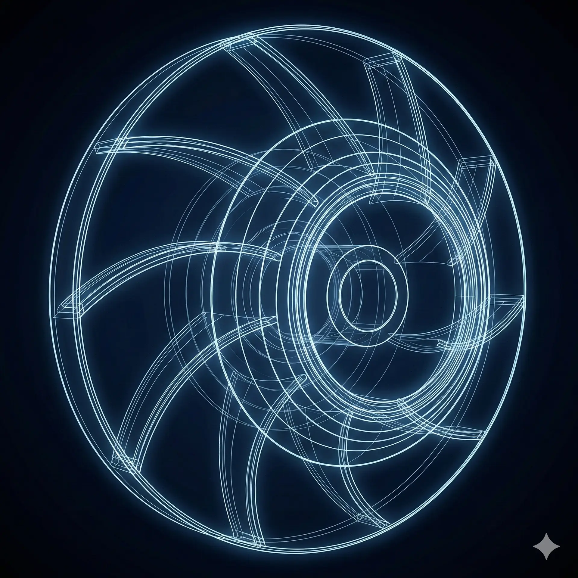 CFD consulting services CAD wireframe of centrifugal impeller showing geometry import for flow simulation scope definition
